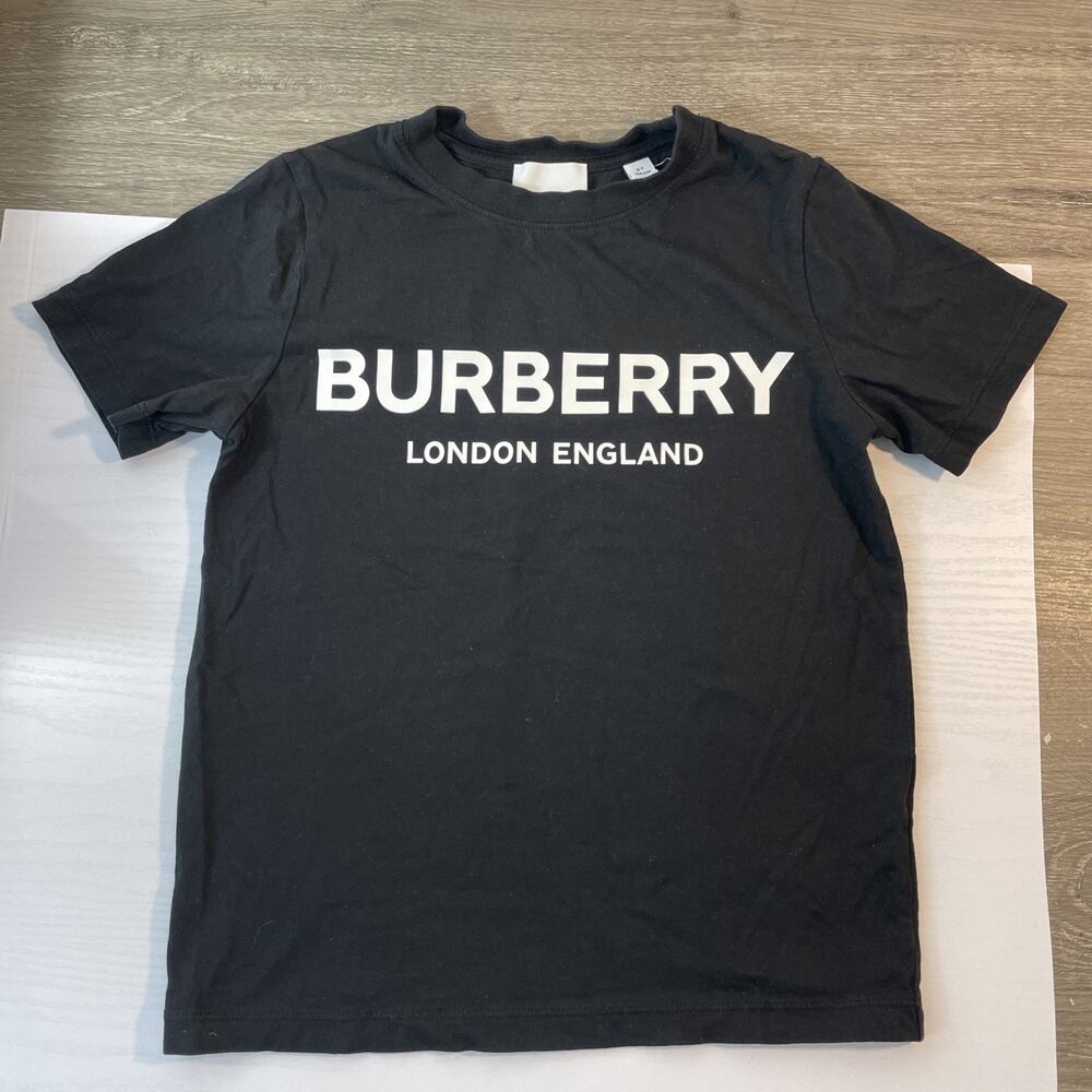 Burberry Kids Mini Harriston Logo T-Shirt 6Y 6T Black White Graphic Spellout